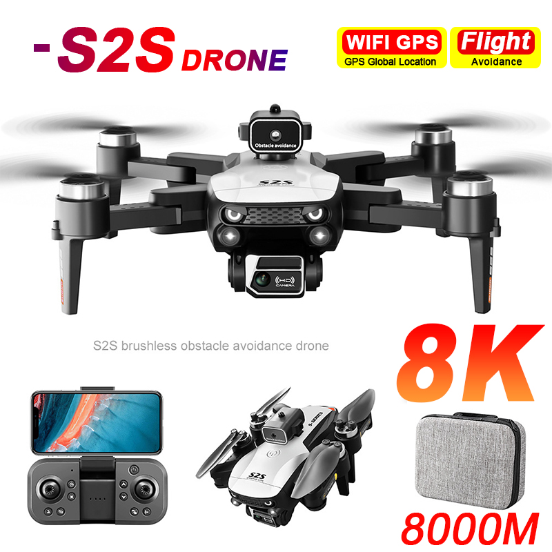 Drone Photogrammetry - ใหม่S2S Drone 8K Professional HD Dualกล้องBrushlessหลีกเลี่ยงอุปสรรคถ่ายภาพทางอากาศQuadcopterแบบพับได้ของเล่นของขวัญ